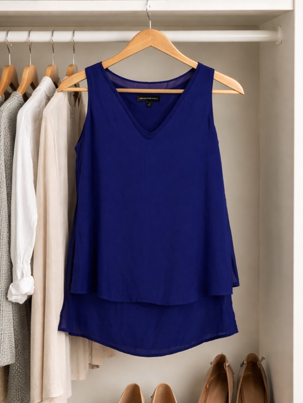 Banana Republic Blue Sleeveless Blouse Size Small V-Neck Layered Tank Top